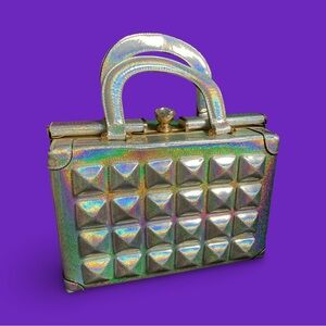 Iridescent Silver Studded Clutch